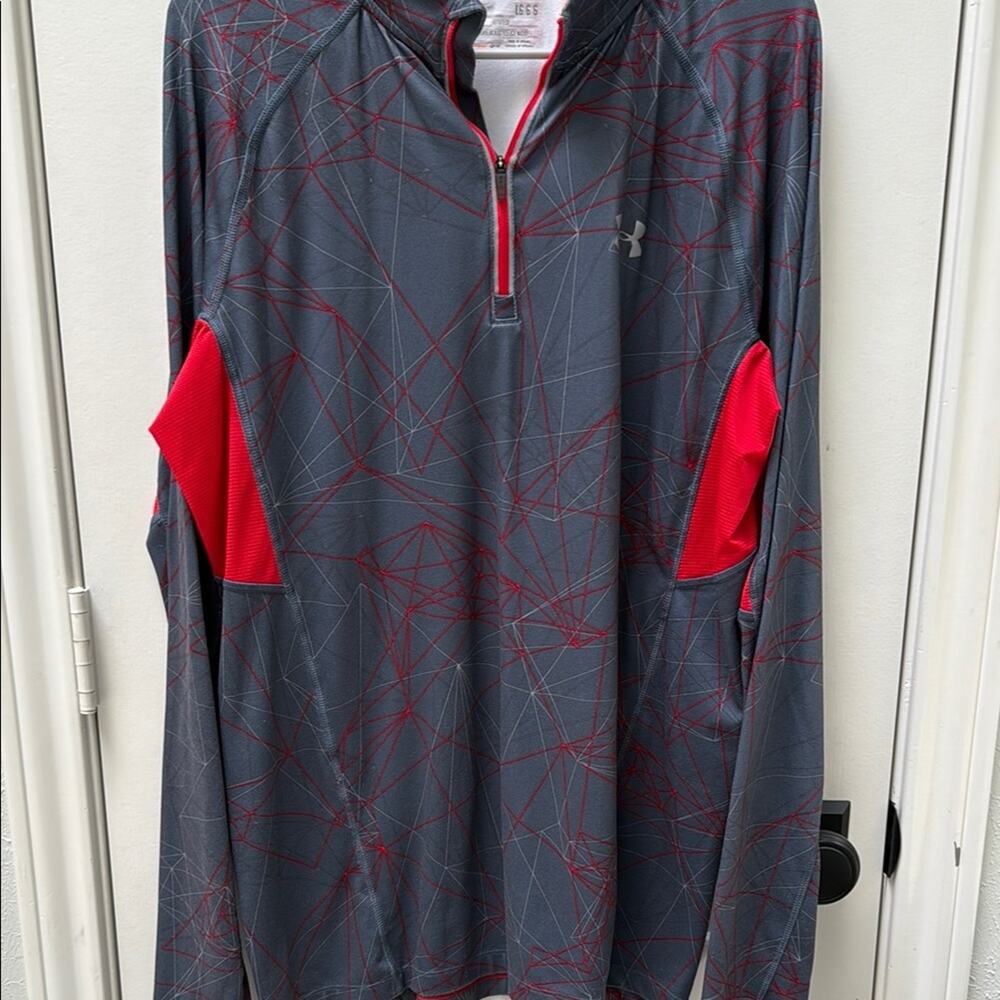Under Armour Gray and Red Long Sleeve Tee